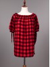 Off The Shoulder Buffalo Plaid Printed Fashion Top (SM, LXL) 